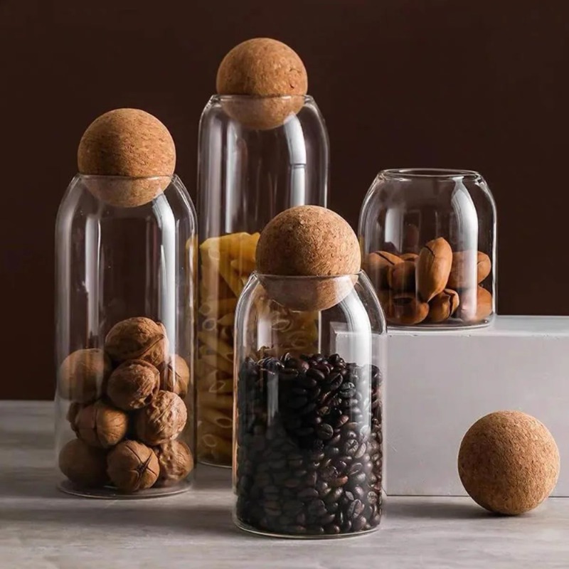 Food Storage Jar Set - أوعية تخزين زجاجية بغطاء كروي من