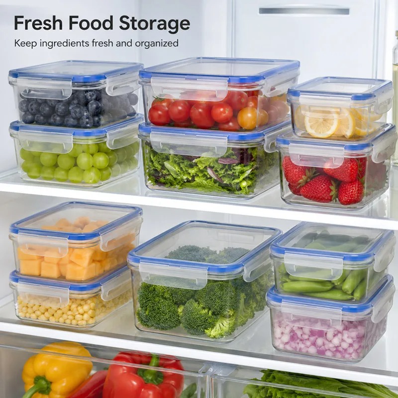 Food Storage Box Plastic - صندوق تخزين للثلاجة بأربعة أحجام، علب