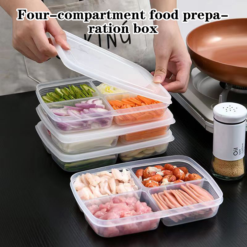 Food Storage Box Set - صندوق تخزين بلاستيكي جديد بـ 4