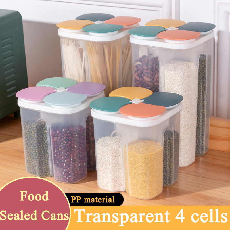 Food Storage Jar Set - المطبخ الحبوب صندوق تخزين البلاستيك 4