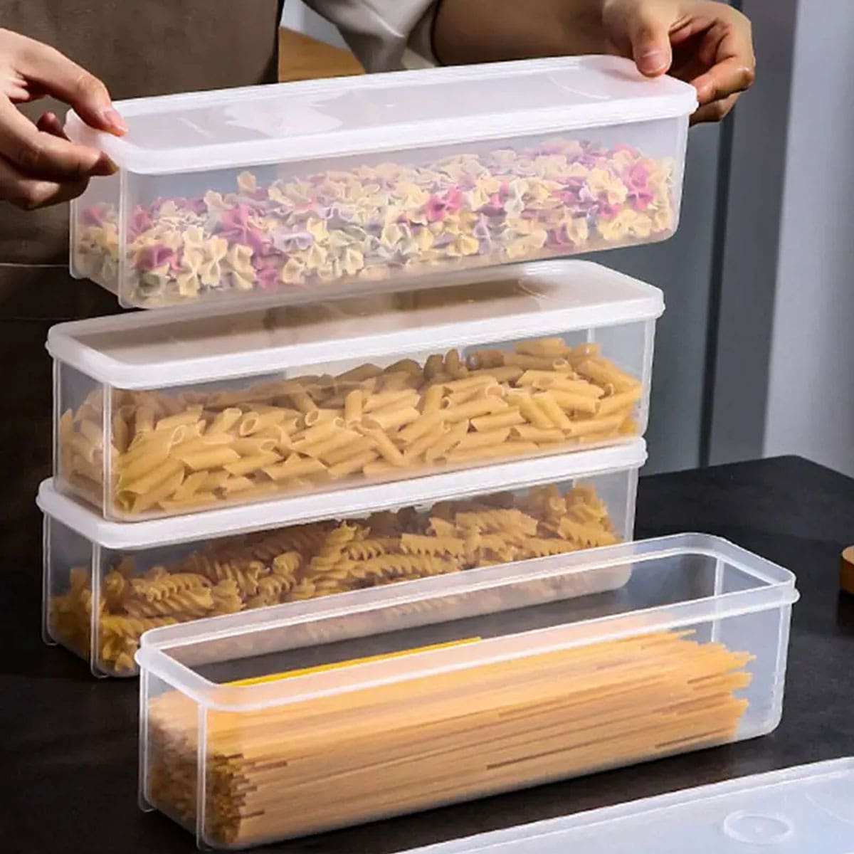 Food Storage Box Set - صندوق تخزين بلاستيكي شفاف، علبة حفظ