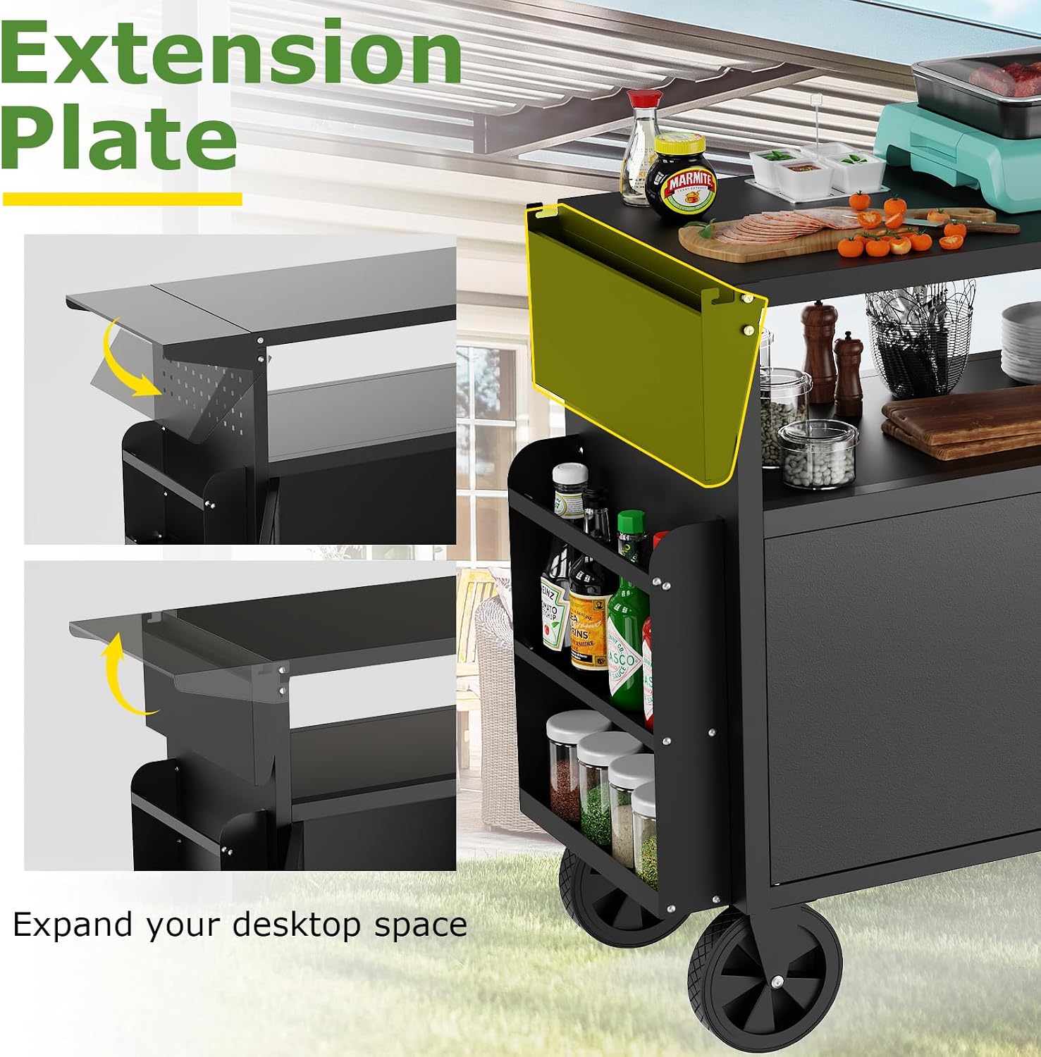 عربة شواء خارجية مع طاولة تخزي - مراجعة Food Storage On Table وسعره