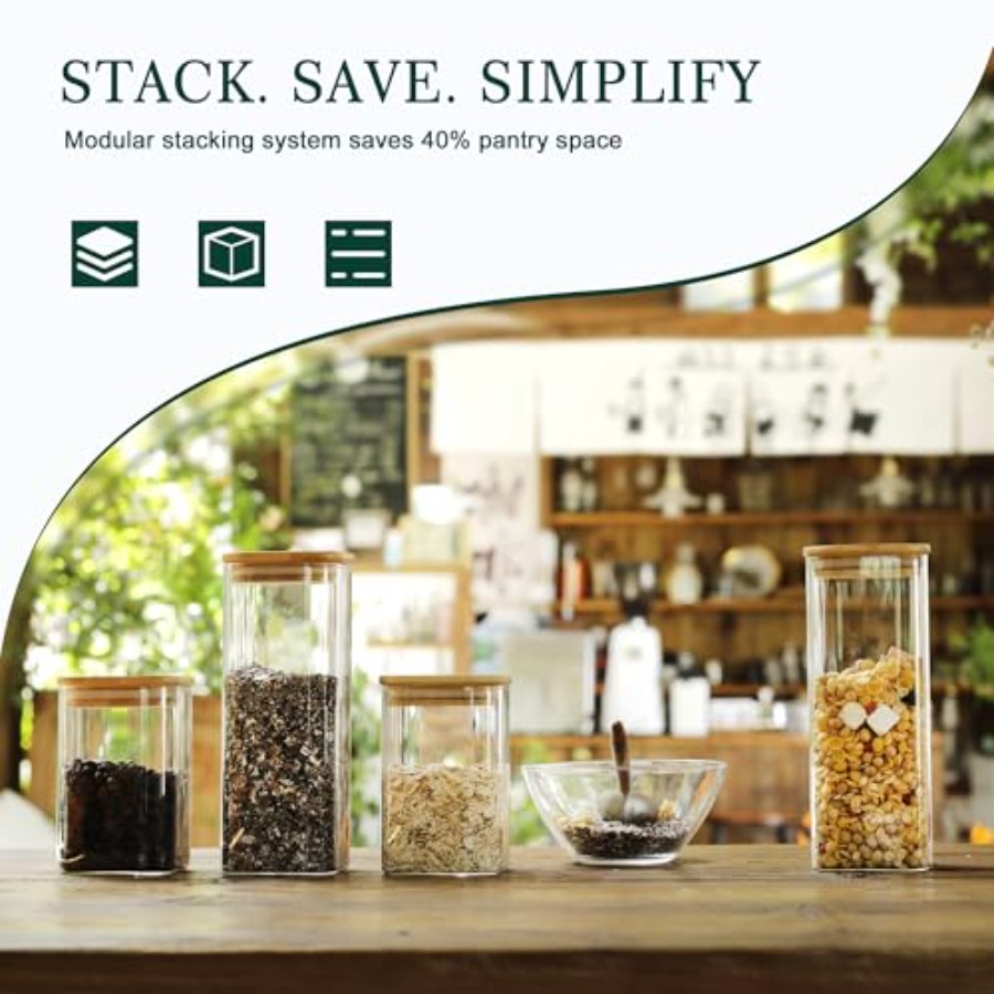 مجموعة من 12 وعاء تخزين زجاجي  - مراجعة Food Storage Square Containers وسعره