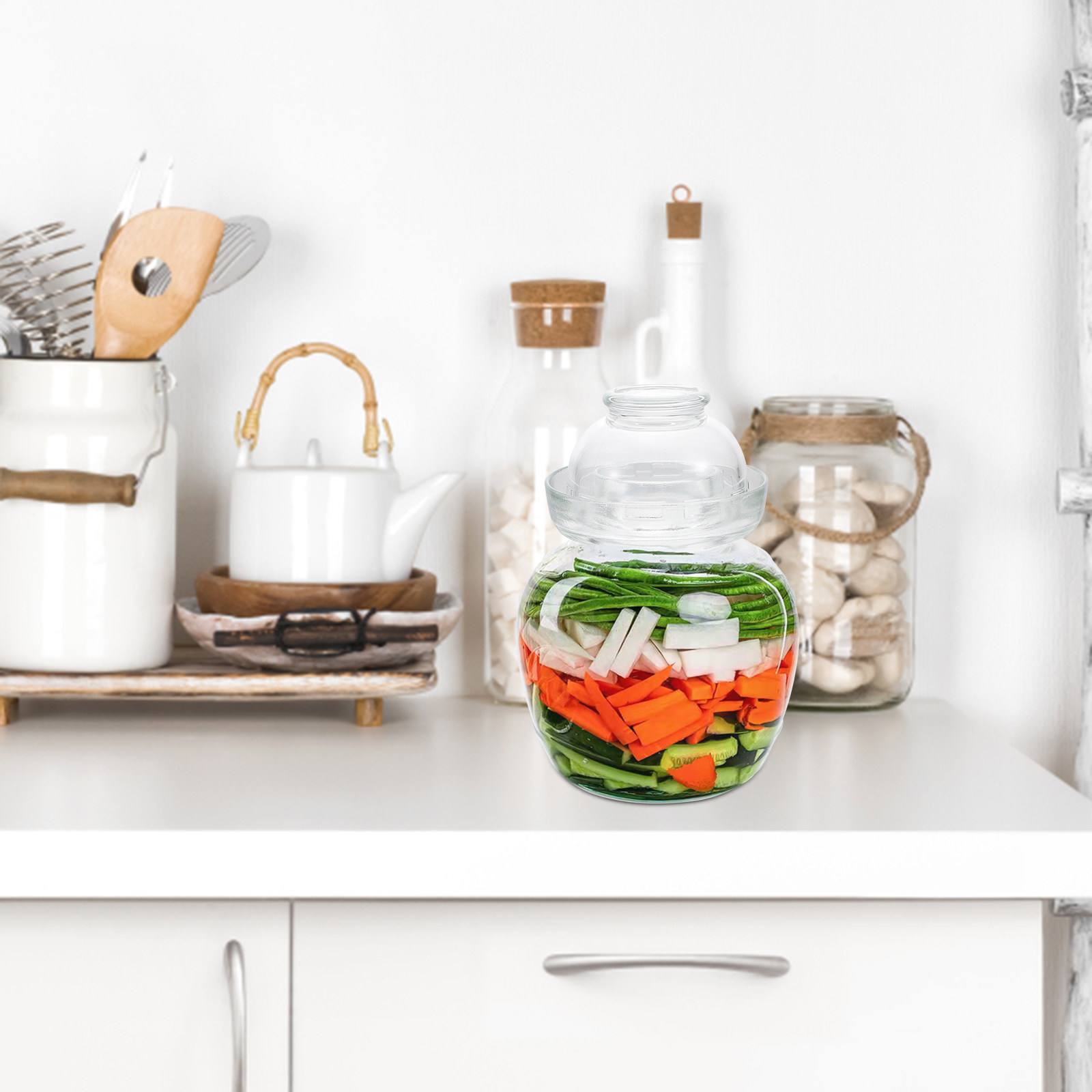 وعاء زجاجي فاخر لحفظ المخللات  - مراجعة Food Storage Glass Containers Large وسعره