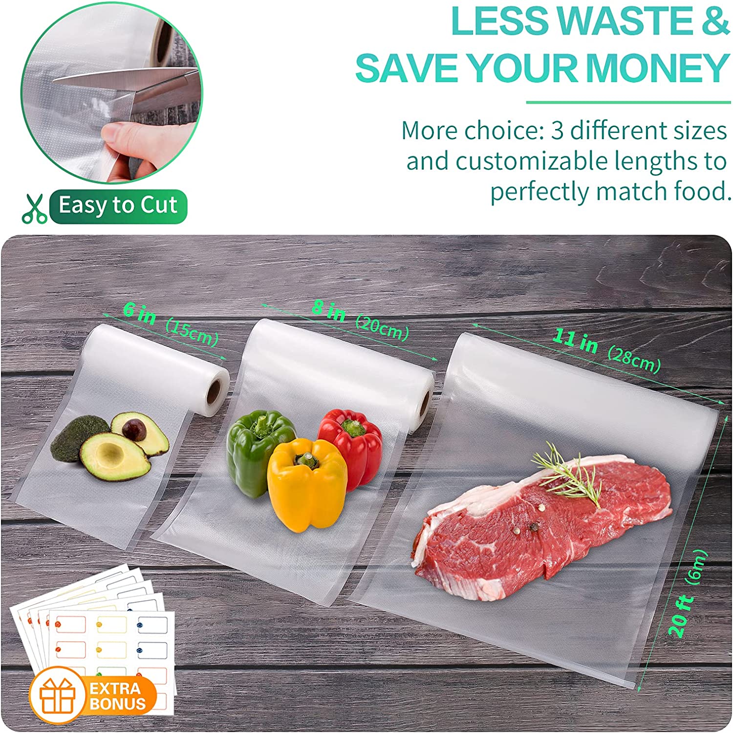 أكياس مطبخ للتفريغ الهوائي، أك - مراجعة Food Storage Roll Bags وسعره