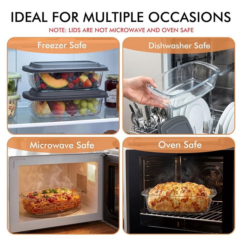 قالب خبز زجاجي AA77 سعة 7.6 كو - مراجعة Food Storage Glass Containers Large وسعره