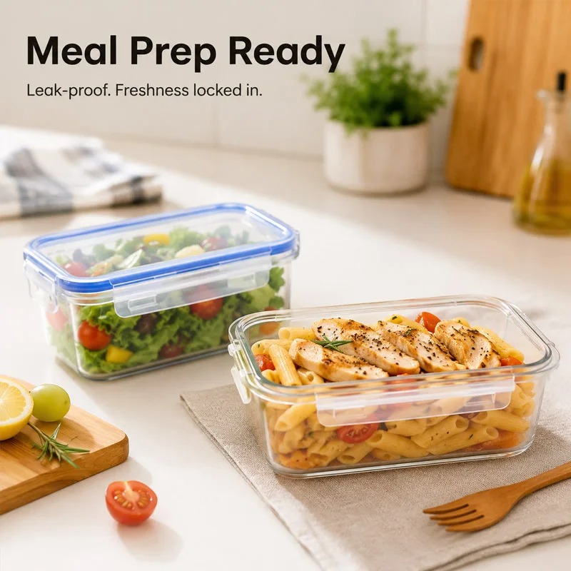صندوق تخزين للثلاجة بأربعة أحج - مراجعة Food Storage Box Plastic وسعره