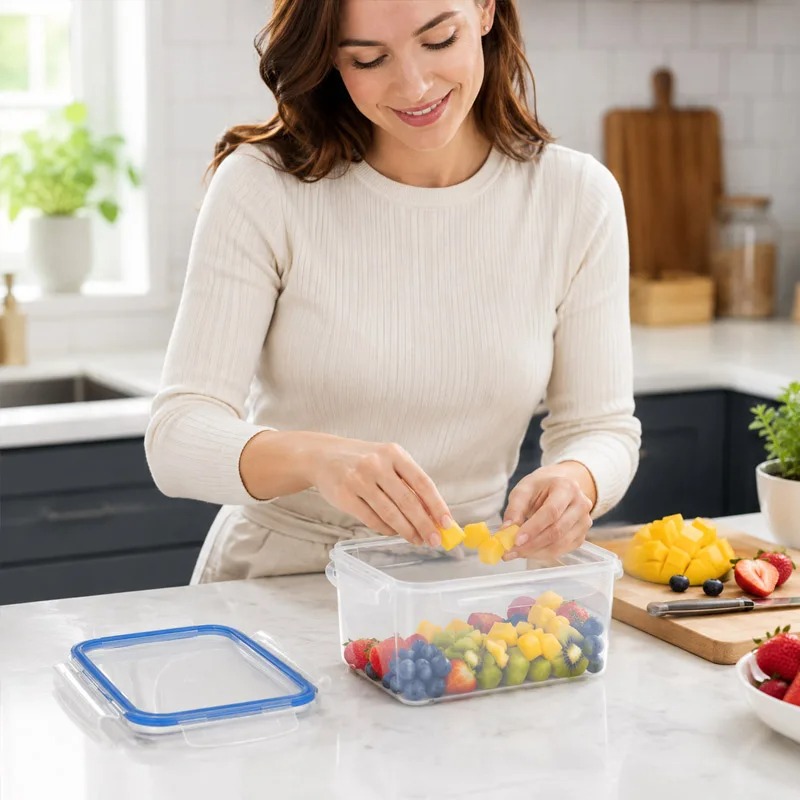 صندوق تخزين للثلاجة بأربعة أحج - مراجعة Food Storage Box Plastic وسعره