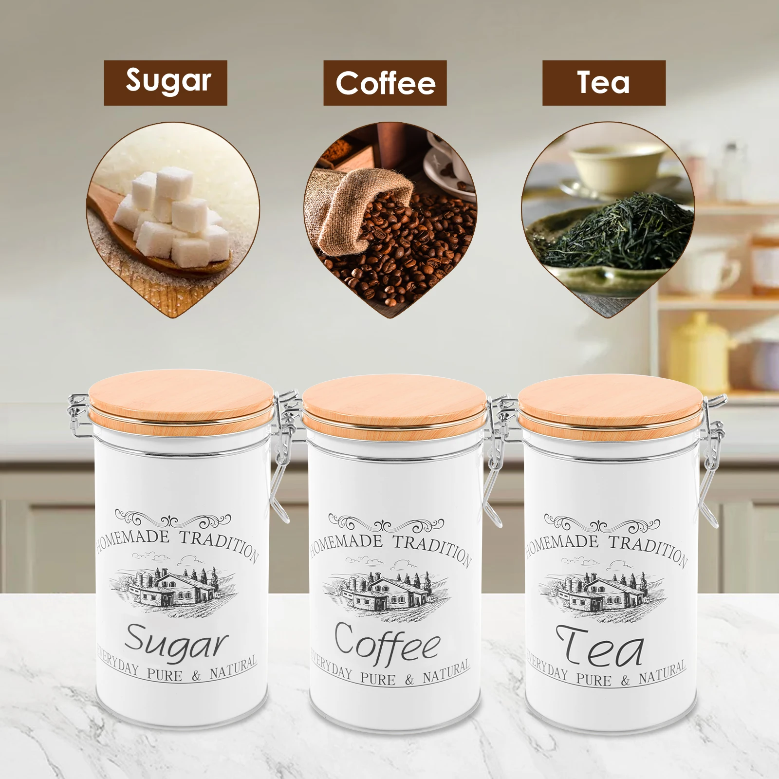 3 قطعة/المجموعة الشاي القهوة ا - مراجعة Food Storage Jar Set وسعره