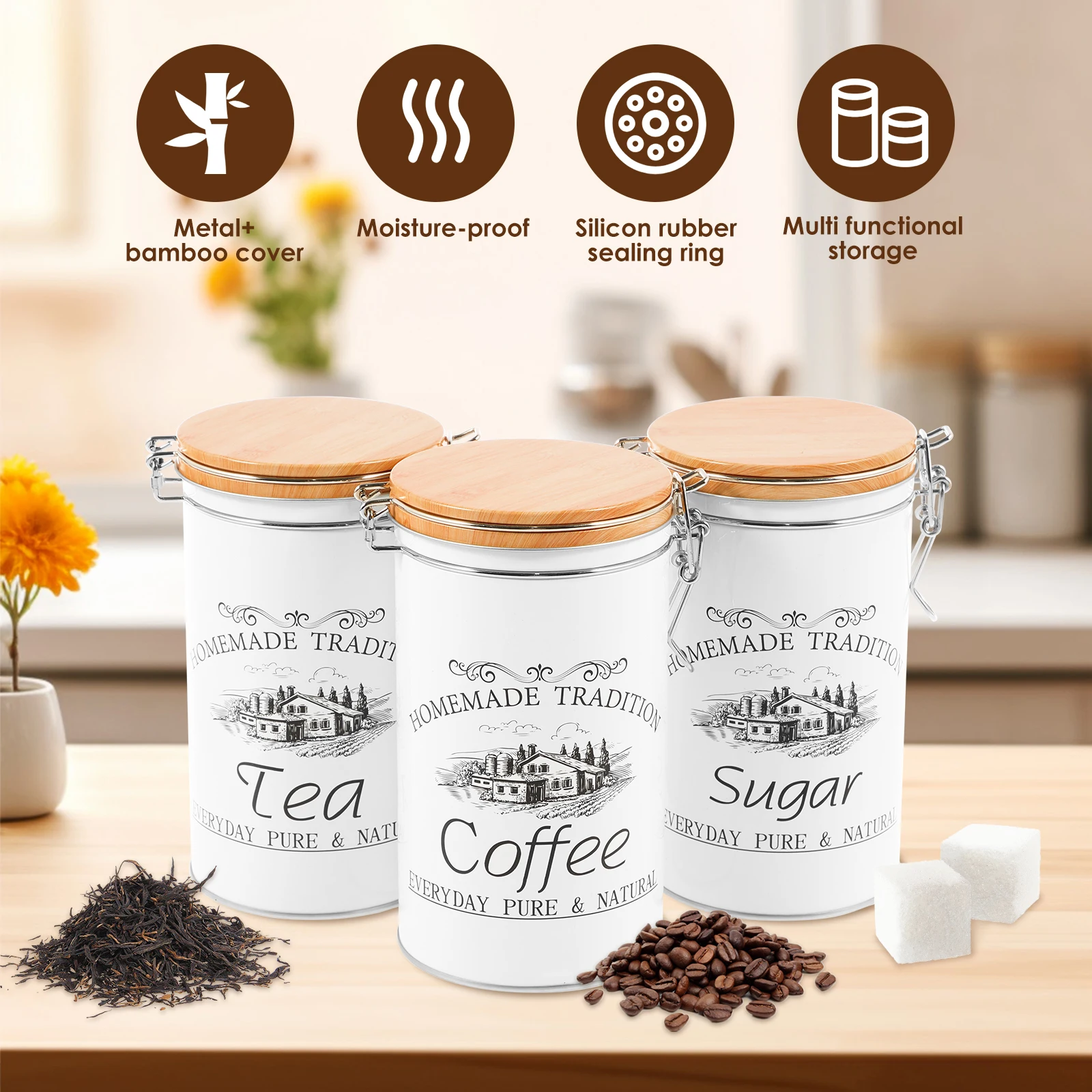 3 قطعة/المجموعة الشاي القهوة ا - مراجعة Food Storage Jar Set وسعره