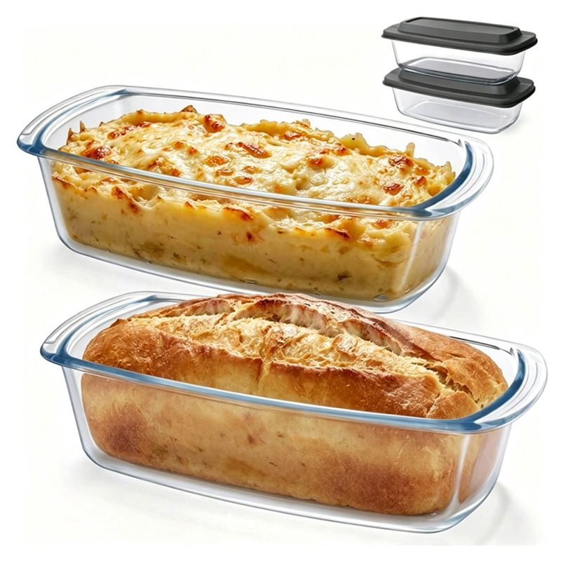 قالب خبز ABMR - عبوة من قطعتين - مراجعة Food Storage Glass Containers Large وسعره